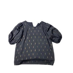 Madewell Ballon Shoulder Blouse Black & Gold Size XS